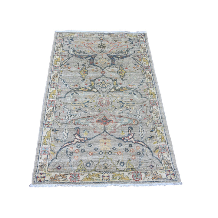 3'2" x 4'9" New Hand Knotted Grey Wool Rectangle Oriental Rug - MOA10220922