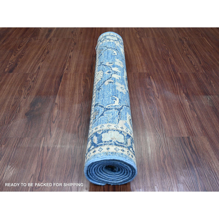 2'10" x 7'7" New Hand Knotted Blue Wool Runner Oriental Rug - MOA10220924