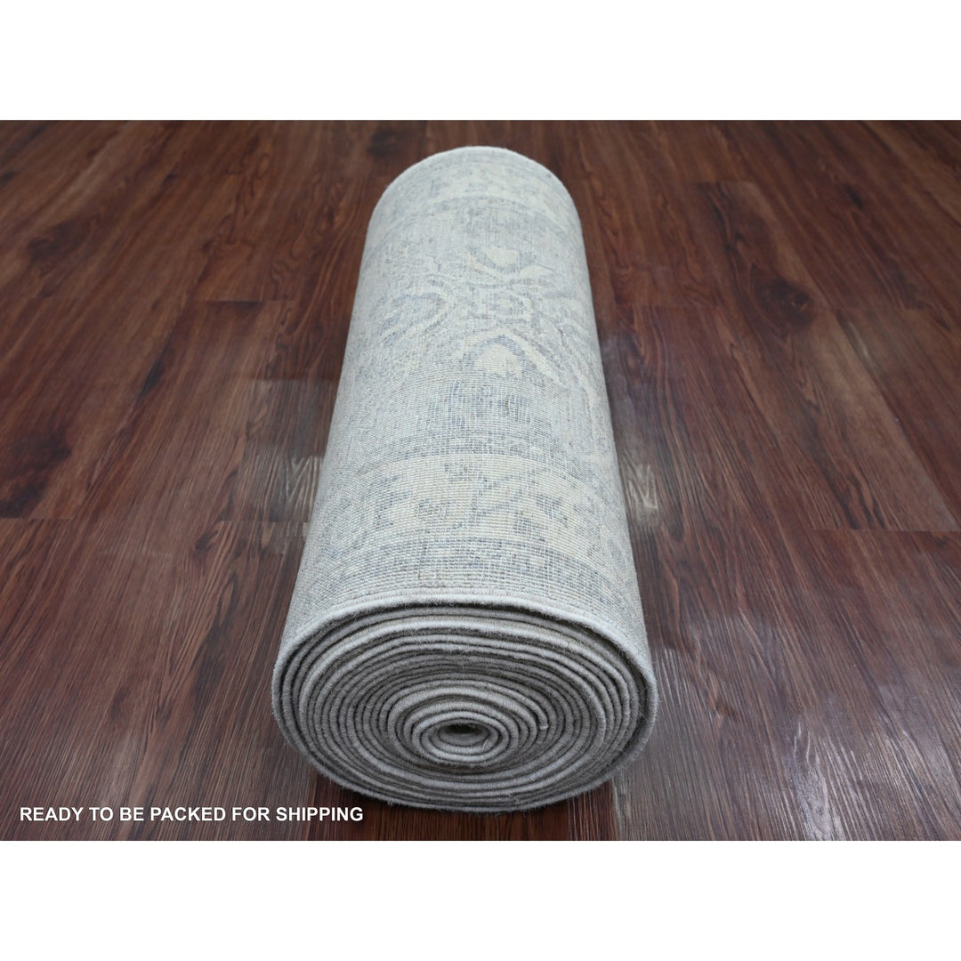 2'3" x 29'4" New Hand Knotted Grey Wool Runner Oriental Rug - MOA10220926