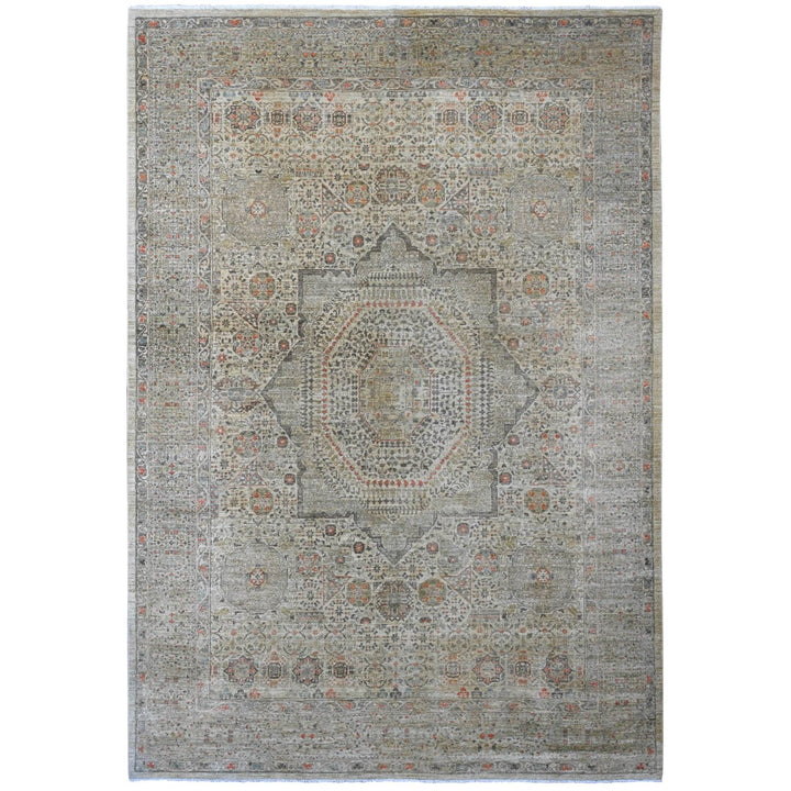 9'8" x 13'9" New Hand Knotted Grey Wool Rectangle Oriental Rug - MOA10220927
