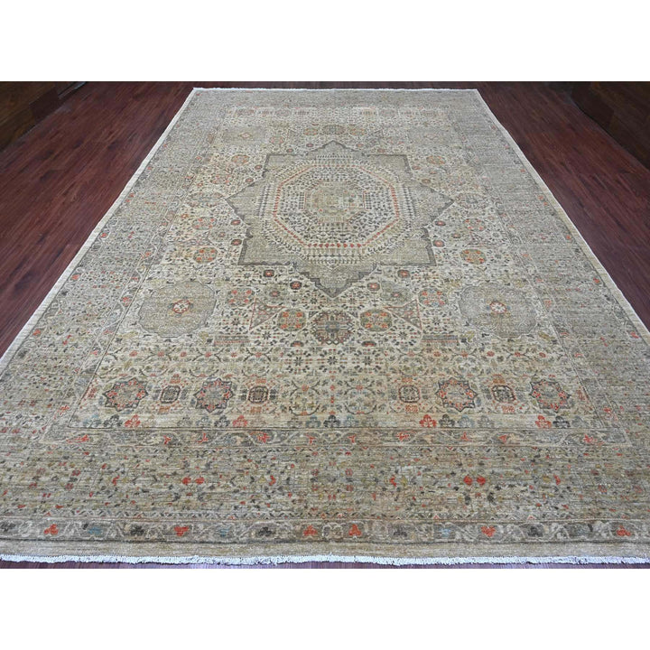 9'8" x 13'9" New Hand Knotted Grey Wool Rectangle Oriental Rug - MOA10220927