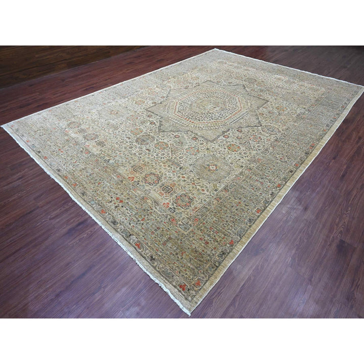 9'8" x 13'9" New Hand Knotted Grey Wool Rectangle Oriental Rug - MOA10220927