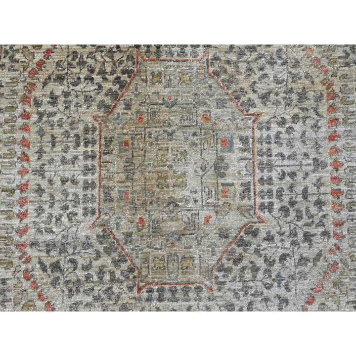 9'8" x 13'9" New Hand Knotted Grey Wool Rectangle Oriental Rug - MOA10220927