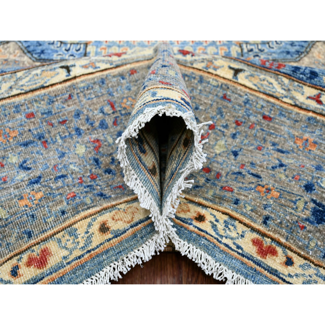 7'11" x 9'8" New Hand Knotted Blue Wool Rectangle Oriental Rug - MOA10220928
