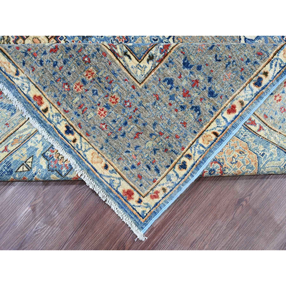 7'11" x 9'8" New Hand Knotted Blue Wool Rectangle Oriental Rug - MOA10220928