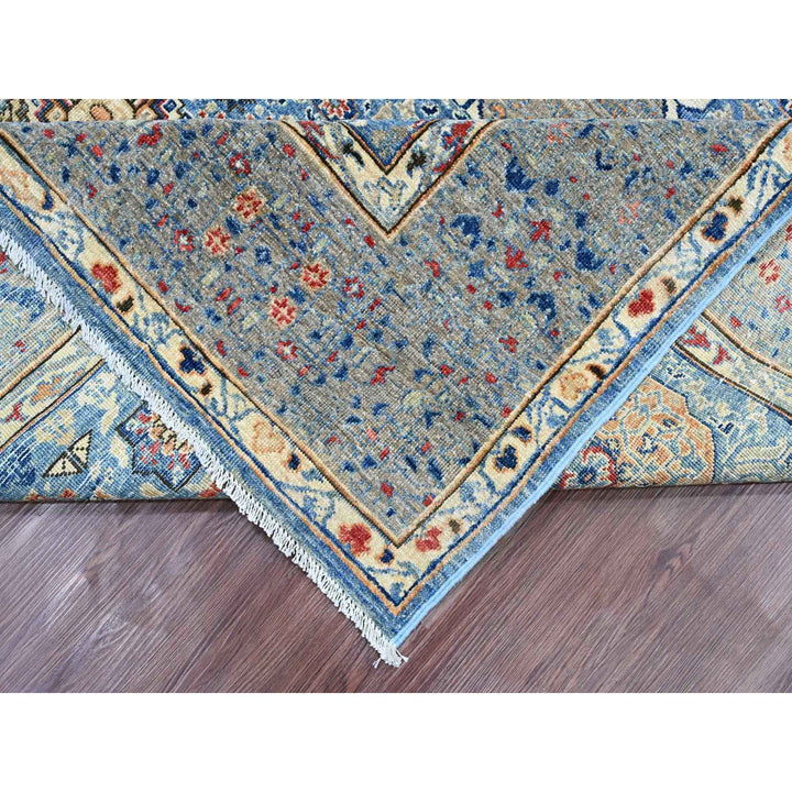 7'11" x 9'8" New Hand Knotted Blue Wool Rectangle Oriental Rug - MOA10220928