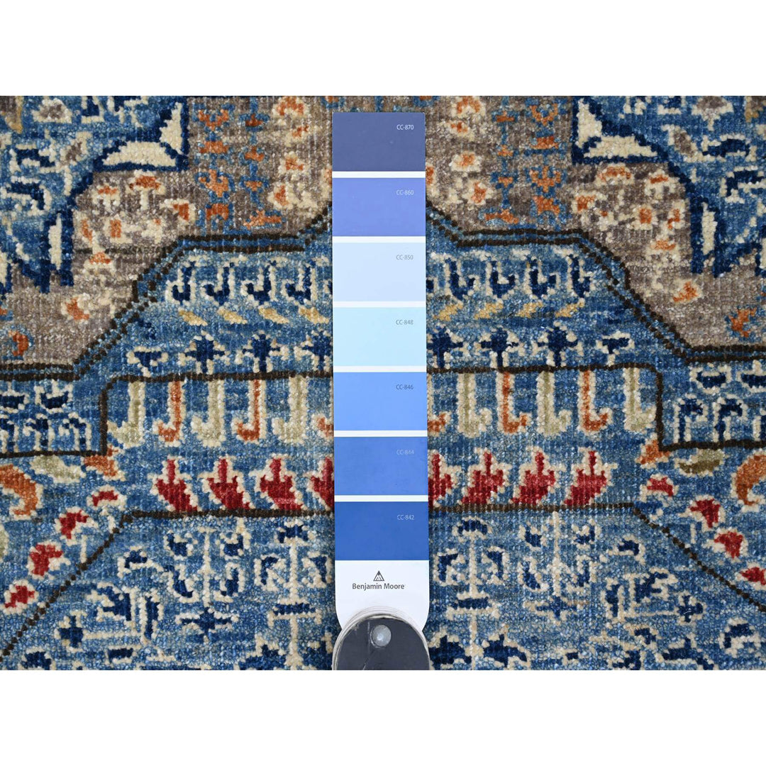 7'11" x 9'8" New Hand Knotted Blue Wool Rectangle Oriental Rug - MOA10220928