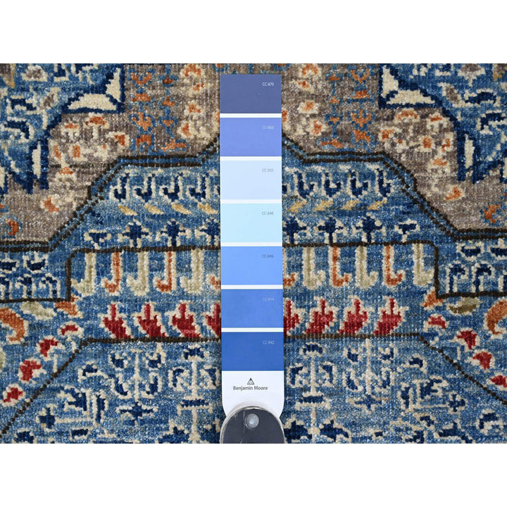 7'11" x 9'8" New Hand Knotted Blue Wool Rectangle Oriental Rug - MOA10220928