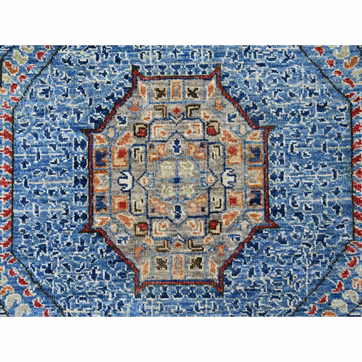 7'11" x 9'8" New Hand Knotted Blue Wool Rectangle Oriental Rug - MOA10220928