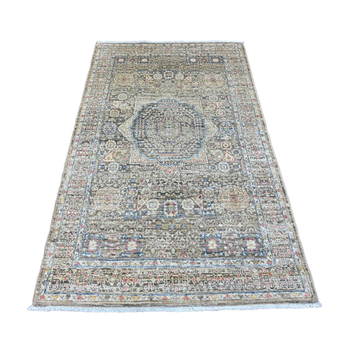 3'9" x 6'7" New Hand Knotted Brown Wool Rectangle Oriental Rug - MOA10220929
