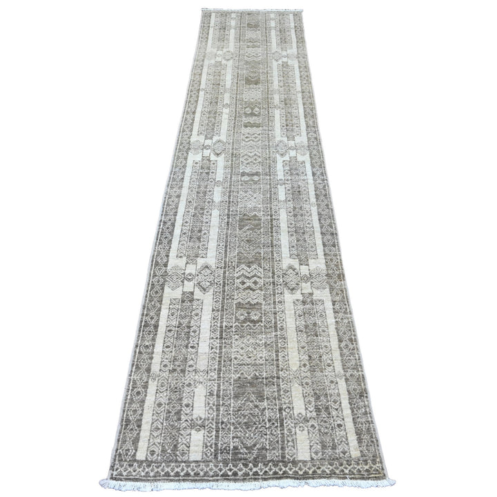 2'5" x 11'0" New Hand Knotted Brown Wool Runner Oriental Rug - MOA10220937