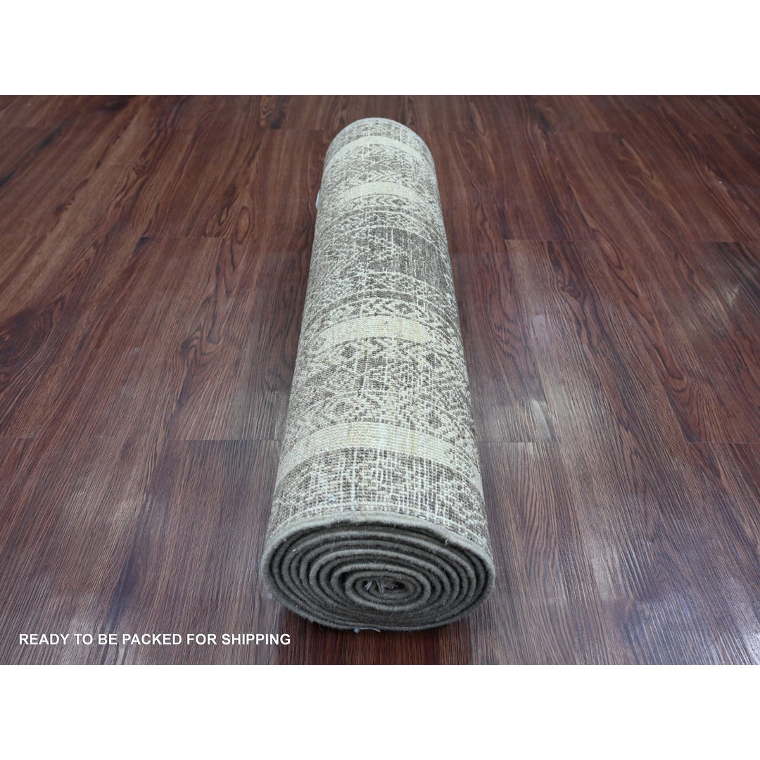 2'5" x 11'0" New Hand Knotted Brown Wool Runner Oriental Rug - MOA10220937