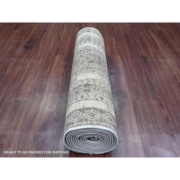 2'6" x 11'6" New Hand Knotted Brown Wool Runner Oriental Rug - MOA10220939