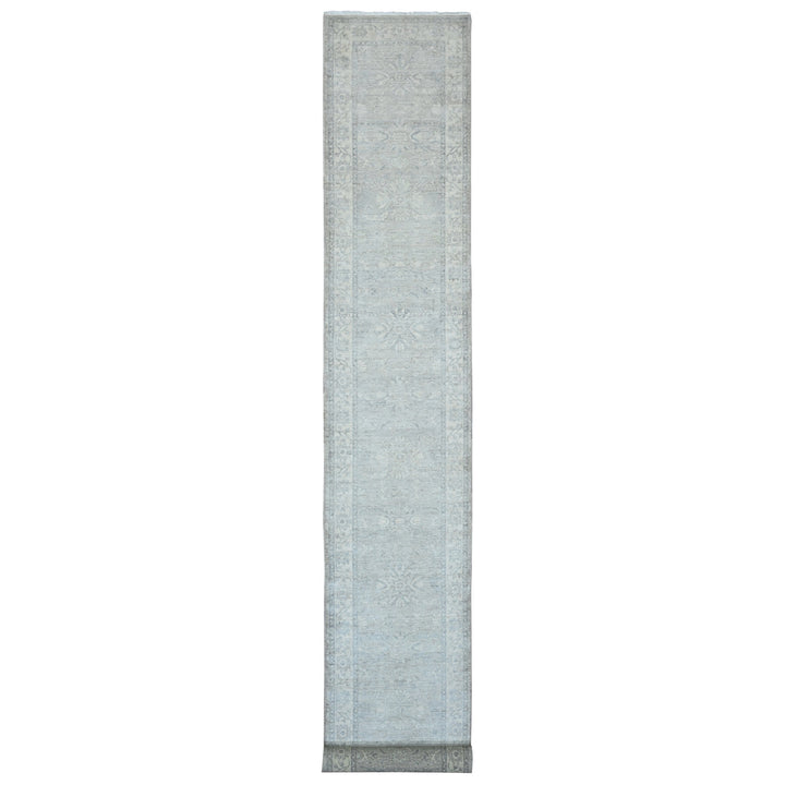 2'6" x 19'2" New Hand Knotted Grey Wool Runner Oriental Rug - MOA10220945