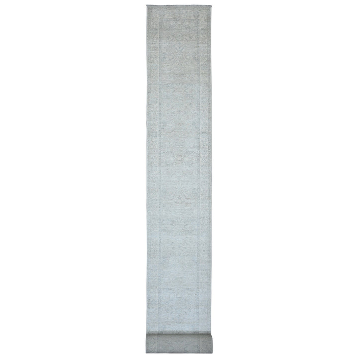 2'6" x 28'9" New Hand Knotted Grey Wool Runner Oriental Rug - MOA10220946