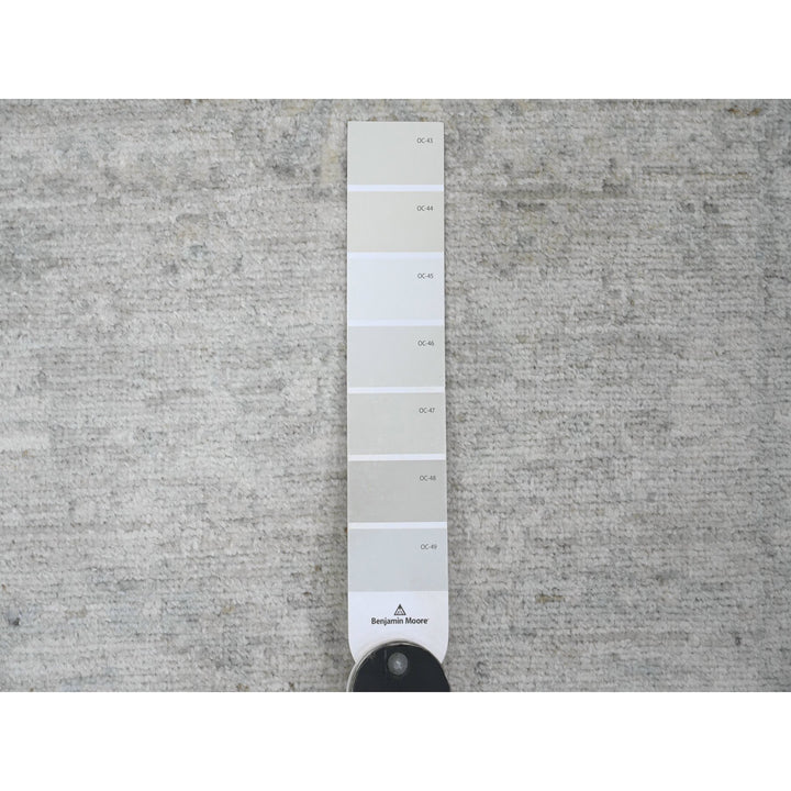 2'6" x 28'9" New Hand Knotted Grey Wool Runner Oriental Rug - MOA10220946