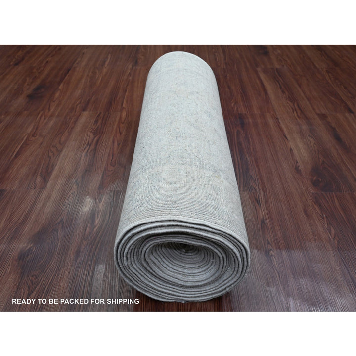 2'6" x 28'9" New Hand Knotted Grey Wool Runner Oriental Rug - MOA10220946