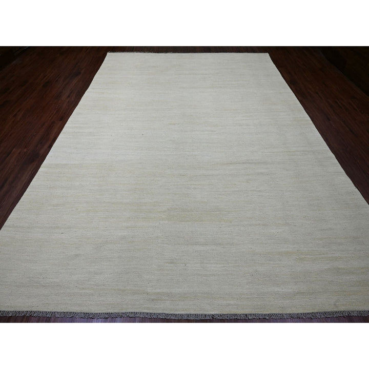 8'9" x 12'4" New Hand Woven Beige Wool Rectangle Oriental Rug - MOA10220947