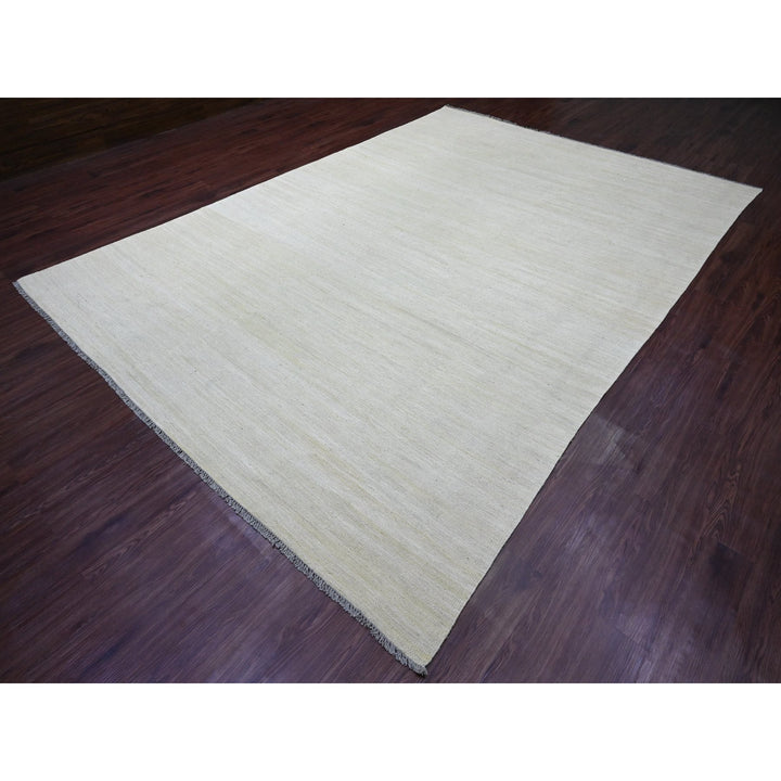 8'9" x 12'4" New Hand Woven Beige Wool Rectangle Oriental Rug - MOA10220947