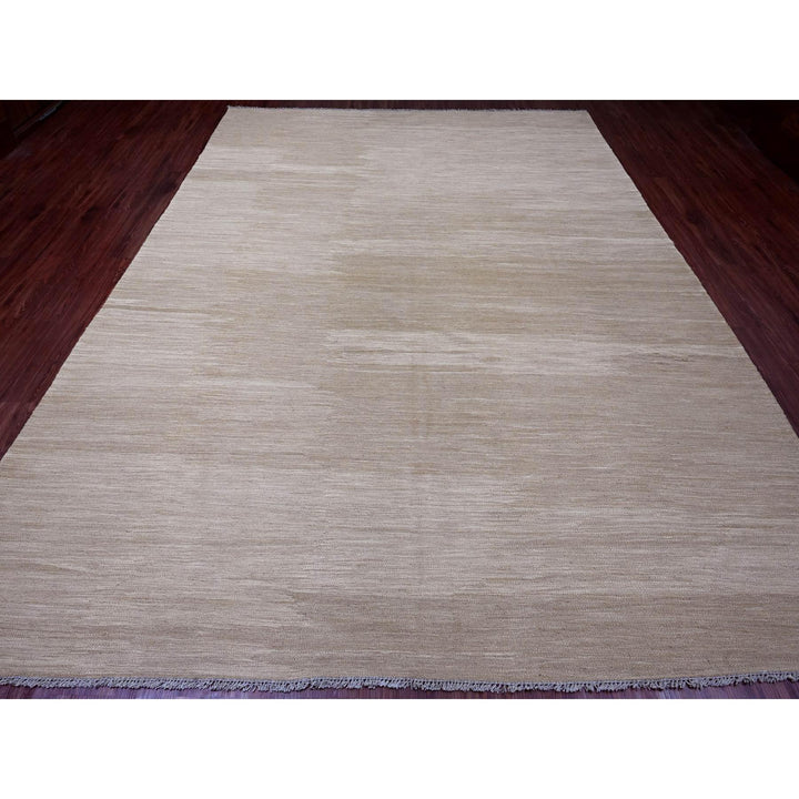 8'11" x 12'1" New Hand Woven Brown Wool Rectangle Oriental Rug - MOA10220948