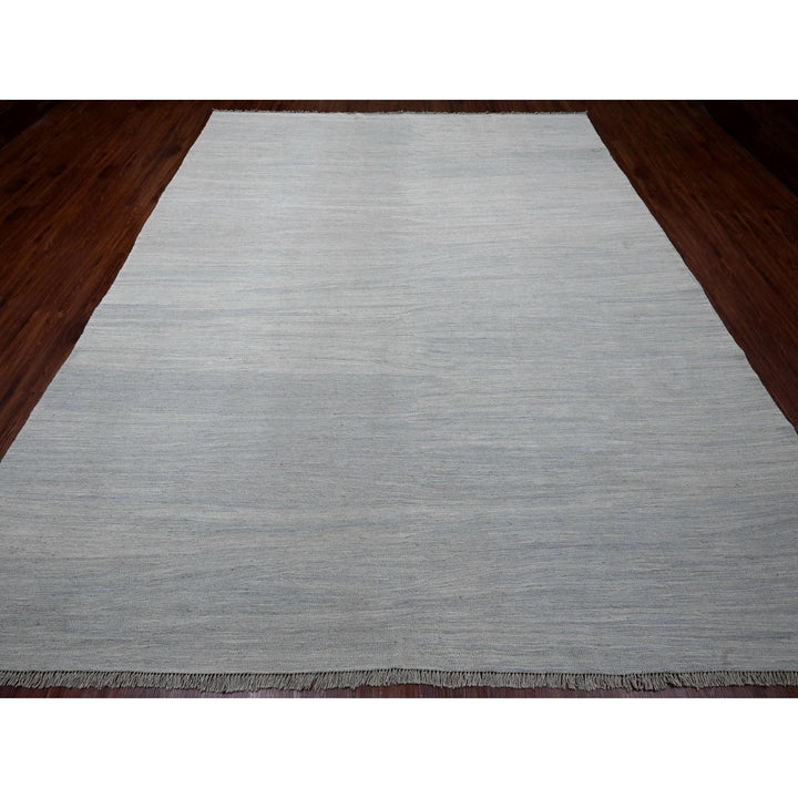 9'1" x 11'11" New Hand Woven Blue Wool Rectangle Oriental Rug - MOA10220951