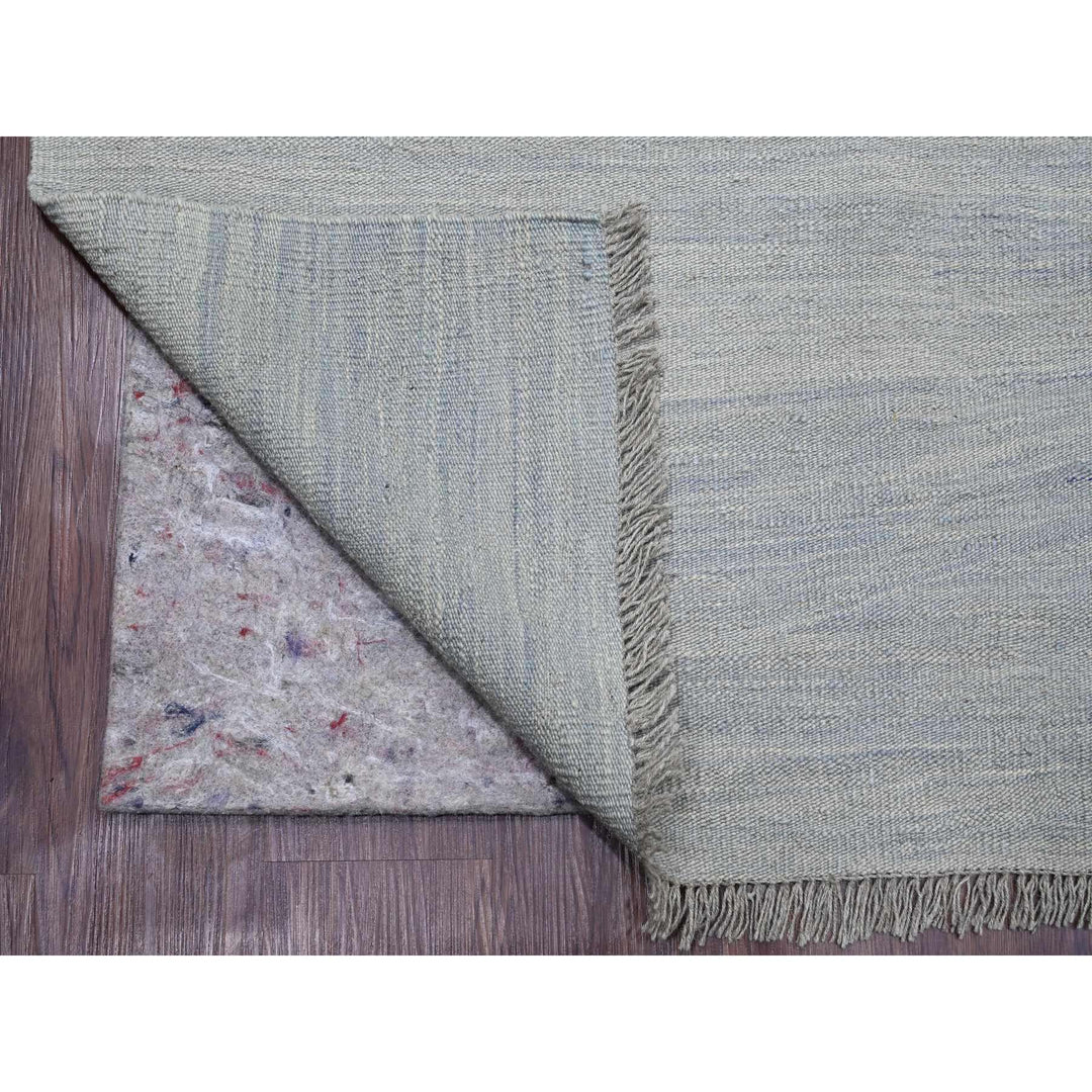 9'1" x 11'11" New Hand Woven Blue Wool Rectangle Oriental Rug - MOA10220951