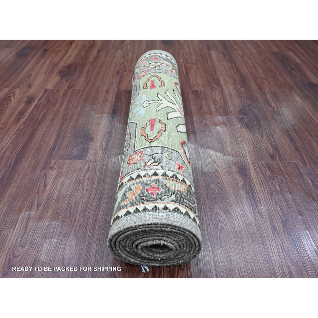 2'7" x 11'6" New Hand Knotted Grey Wool Runner Oriental Rug - MOA10220967