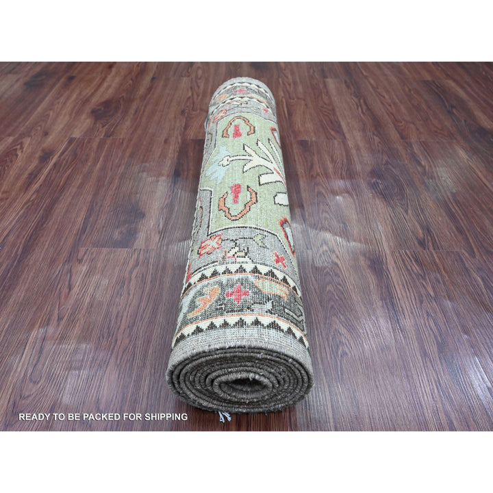 2'7" x 11'6" New Hand Knotted Grey Wool Runner Oriental Rug - MOA10220967
