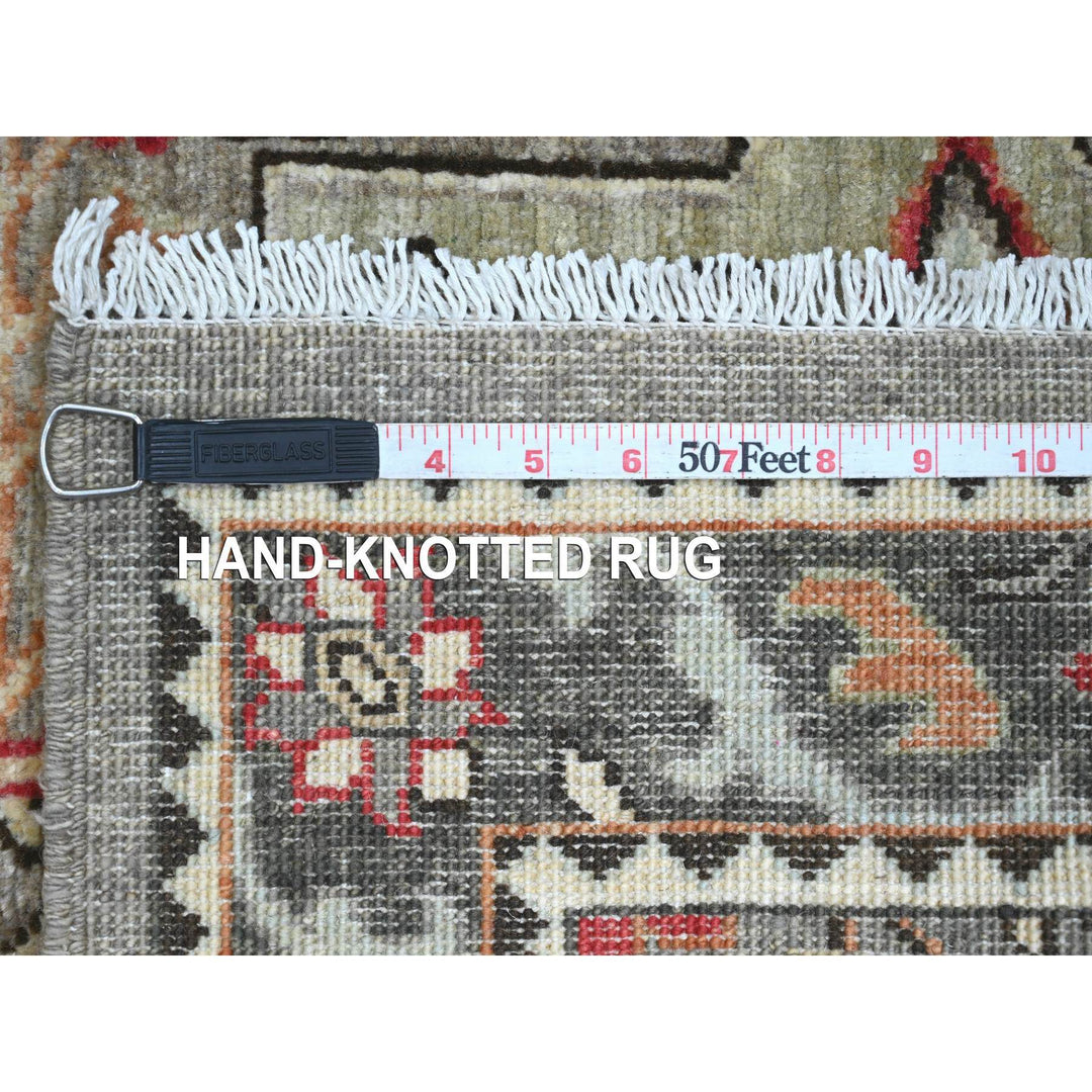 2'7" x 11'6" New Hand Knotted Grey Wool Runner Oriental Rug - MOA10220967