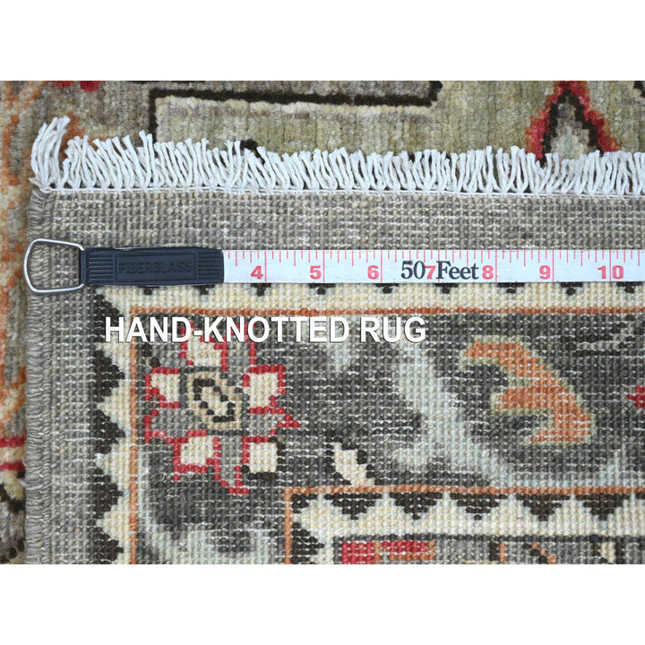 2'7" x 11'6" New Hand Knotted Grey Wool Runner Oriental Rug - MOA10220967