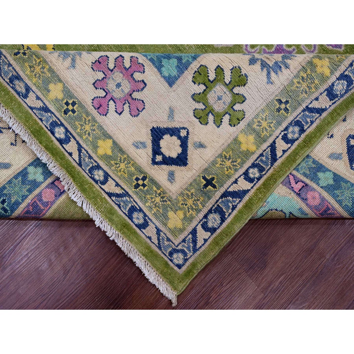 8'10" x 11'8" New Hand Knotted Green Wool Rectangle Oriental Rug - MOA10220972
