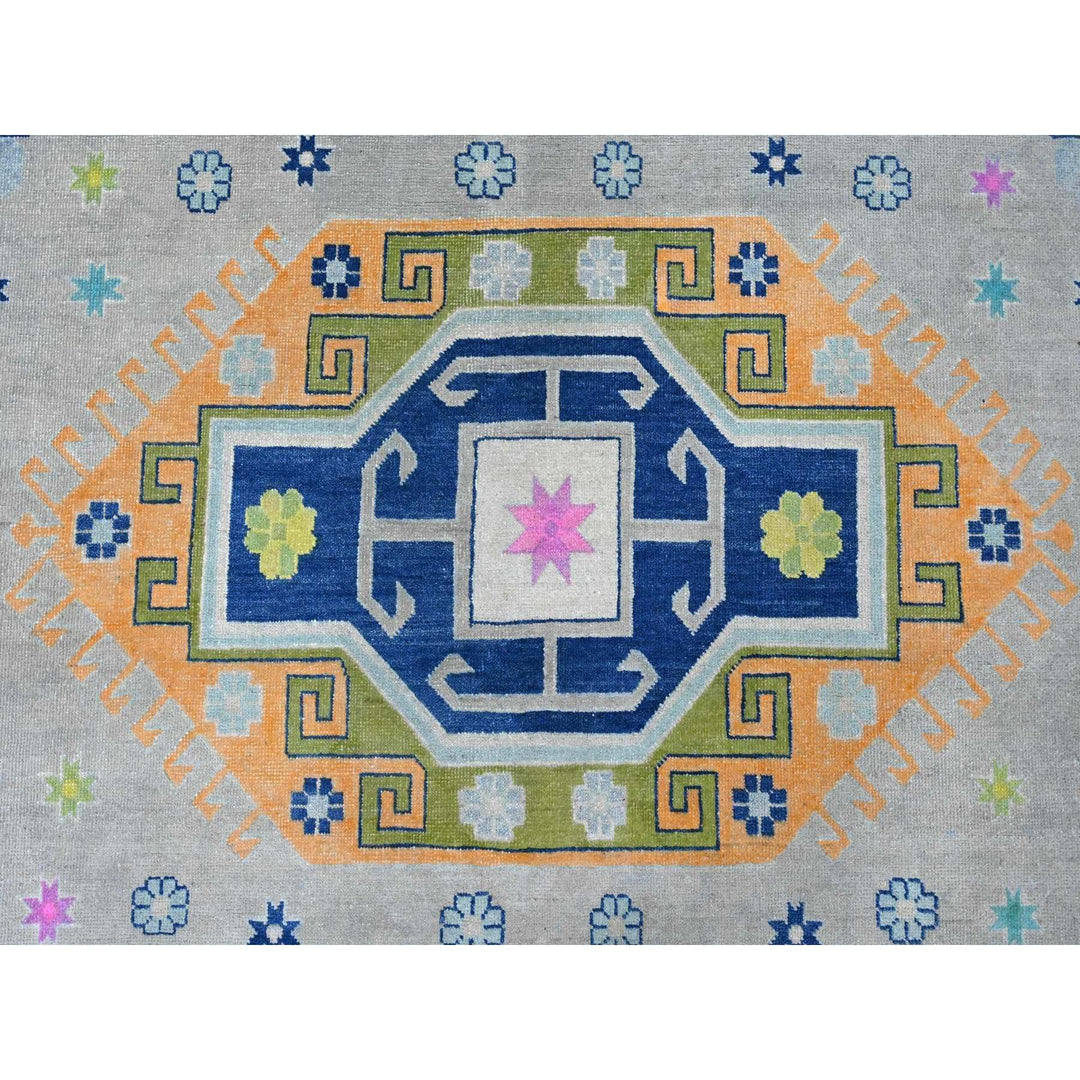 9'7" x 13'4" New Hand Knotted Grey Wool Rectangle Oriental Rug - MOA10220974