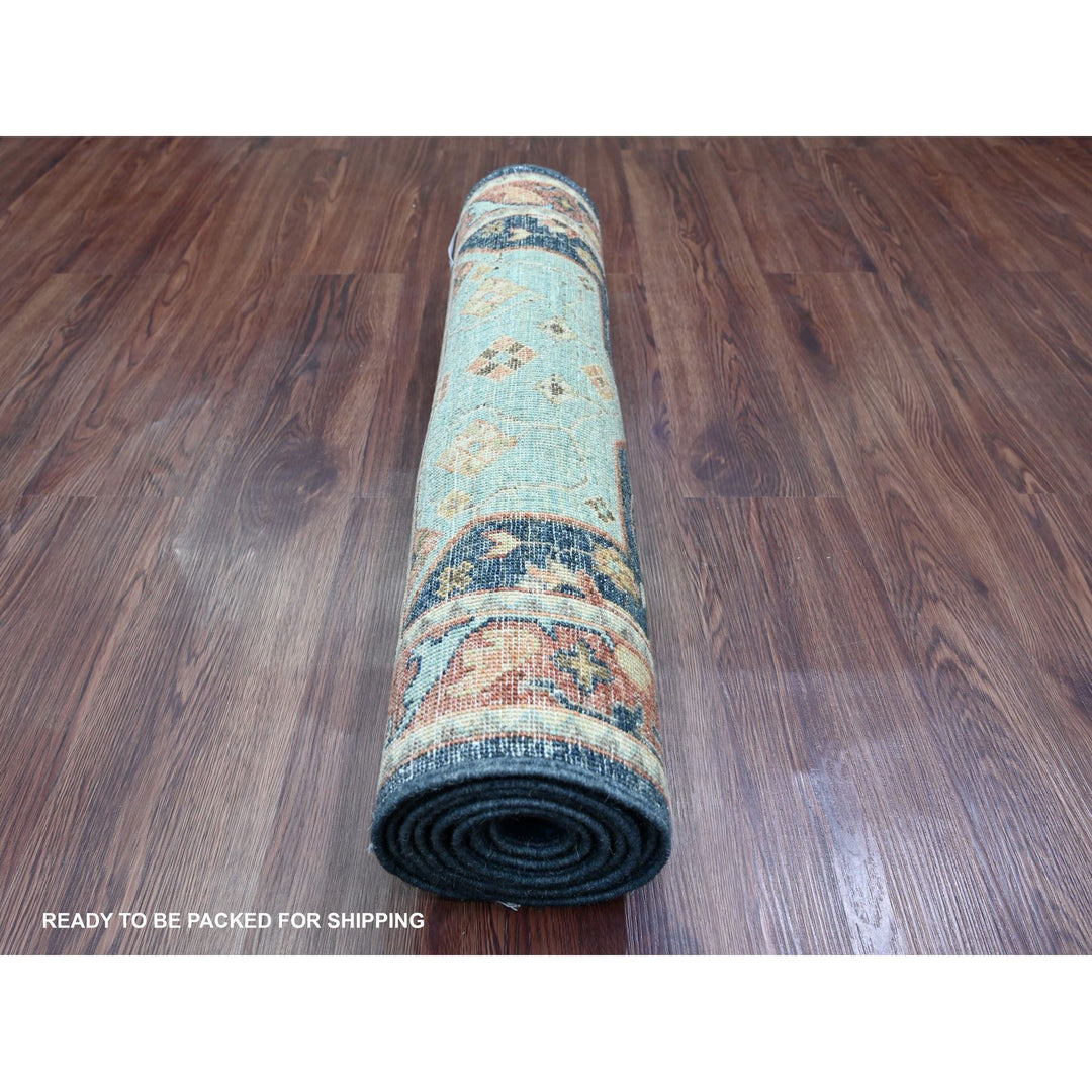 2'7" x 7'10" New Hand Knotted Blue Wool Runner Oriental Rug - MOA10220980