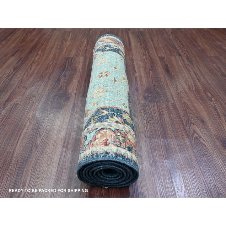 2'7" x 7'10" New Hand Knotted Blue Wool Runner Oriental Rug - MOA10220980