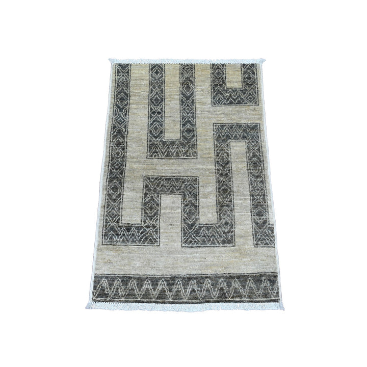 2'1" x 3'1" New Hand Knotted Brown Wool Rectangle Oriental Rug - MOA10220981