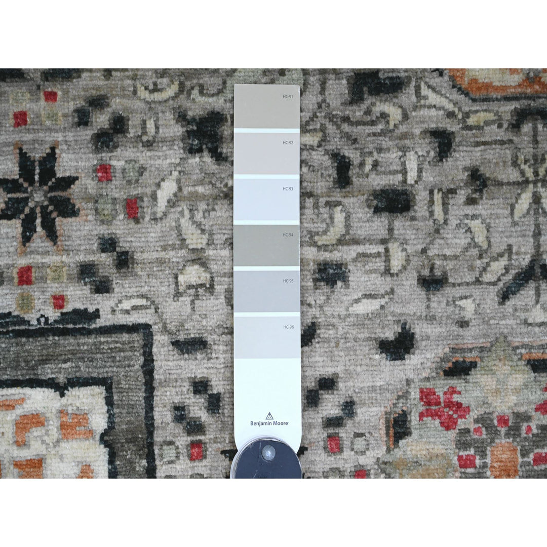 11'11" x 15'4" New Hand Knotted Grey Wool Rectangle Oriental Rug - MOA10220982