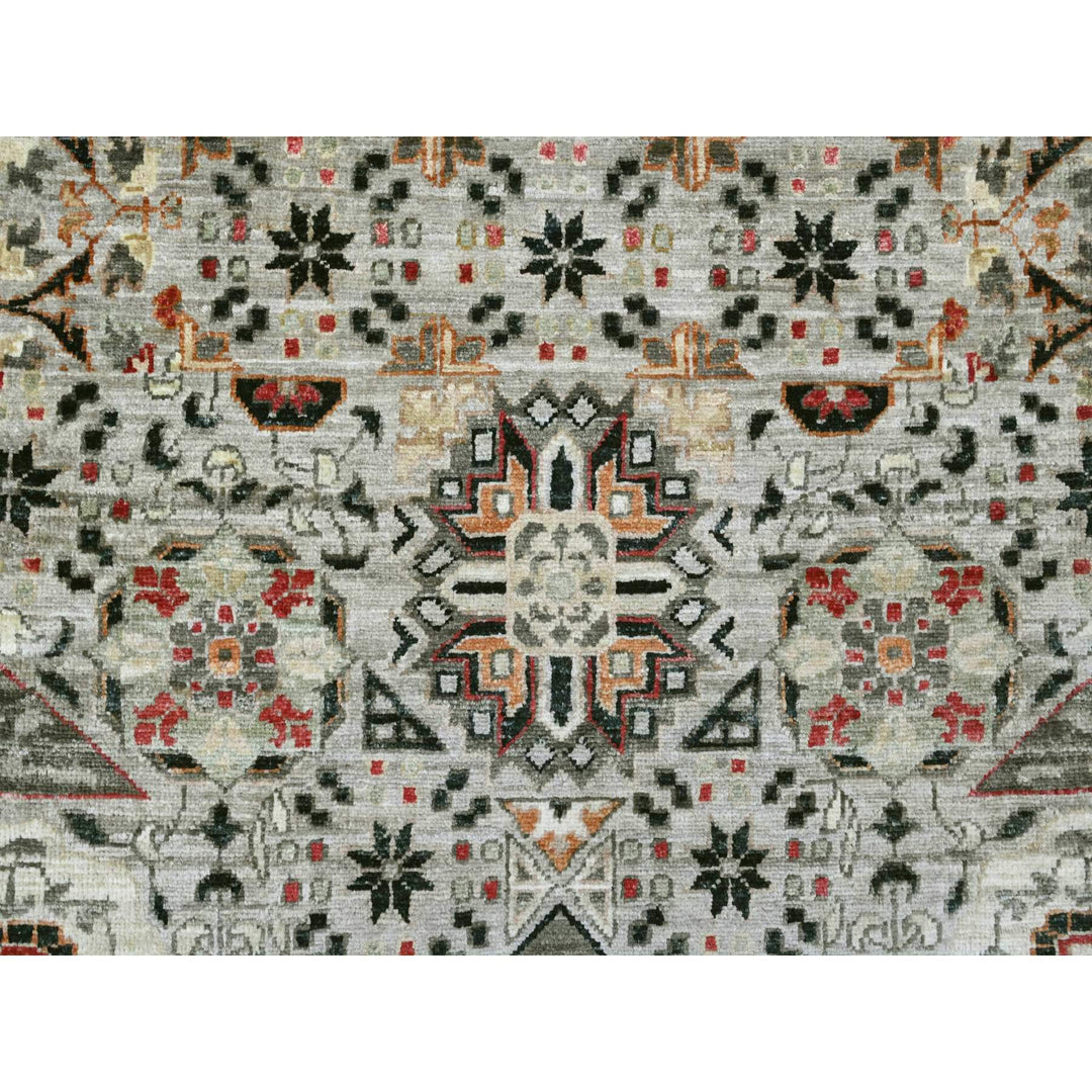 11'11" x 15'4" New Hand Knotted Grey Wool Rectangle Oriental Rug - MOA10220982