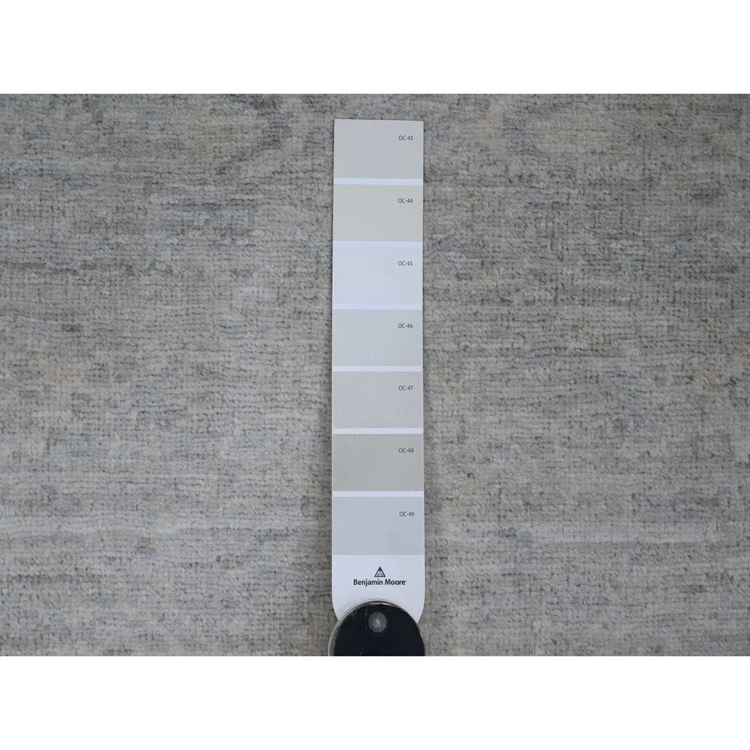 2'7" x 23'8" New Hand Knotted Grey Wool Runner Oriental Rug - MOA10220983