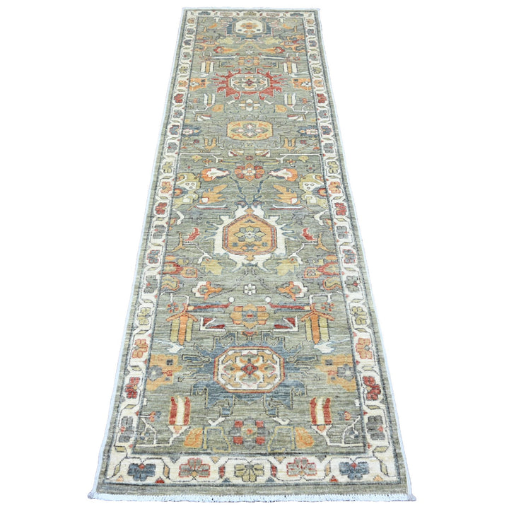 2'5" x 8'1" New Hand Knotted Green Wool Runner Oriental Rug - MOA10220984