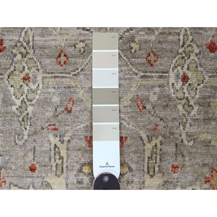 3'11" x 19'3" New Hand Knotted Grey Wool Runner Oriental Rug - MOA10220985