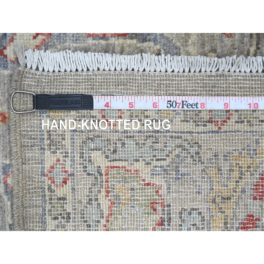 3'11" x 19'3" New Hand Knotted Grey Wool Runner Oriental Rug - MOA10220985