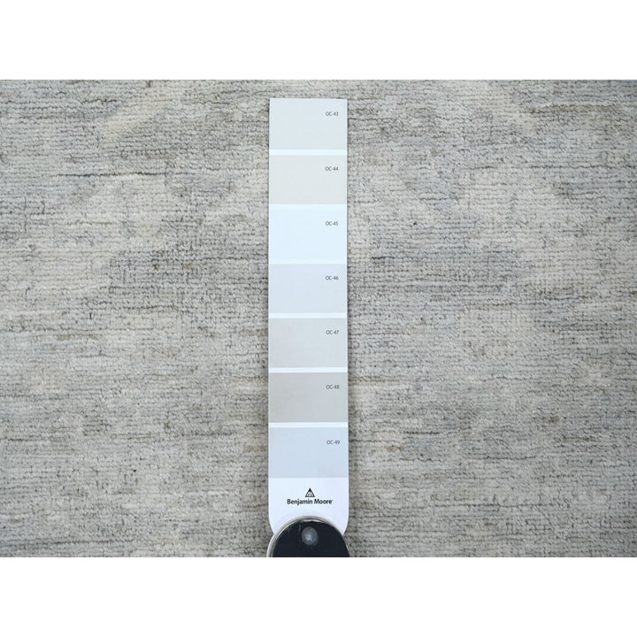 4'0" x 11'10" New Hand Knotted Grey Wool Runner Oriental Rug - MOA10220986