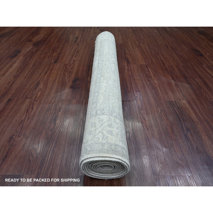 4'0" x 11'10" New Hand Knotted Grey Wool Runner Oriental Rug - MOA10220986