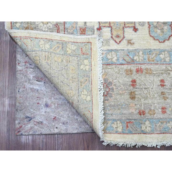 5'11" x 9'0" New Hand Knotted Ivory Wool Rectangle Oriental Rug - MOA10220987