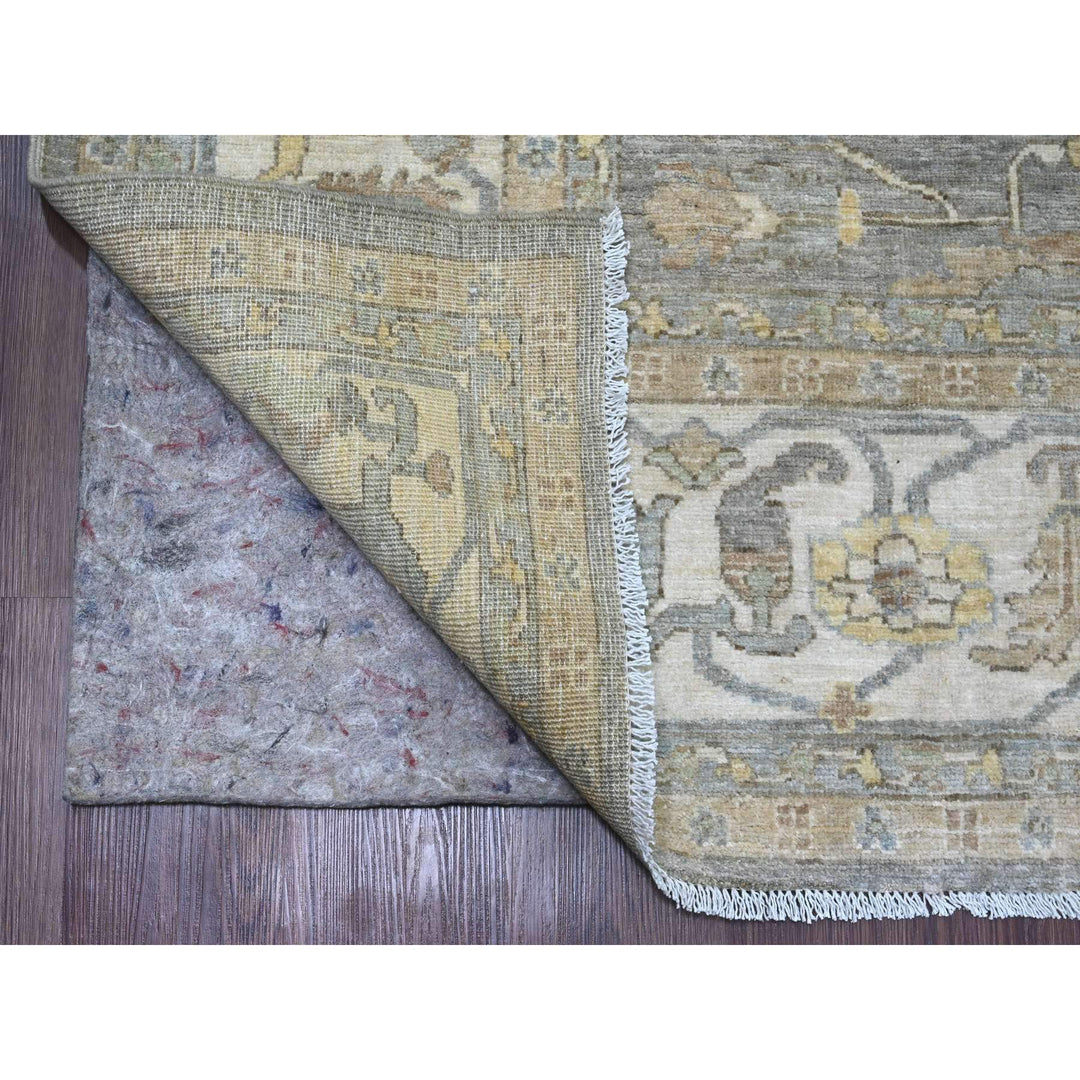 7'11" x 9'11" New Hand Knotted Grey Wool Rectangle Oriental Rug - MOA10220991