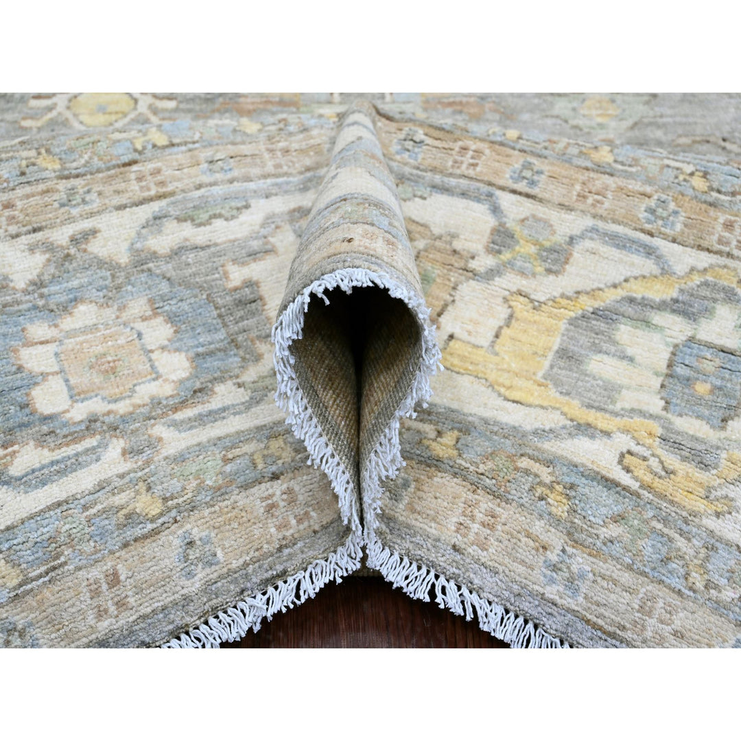 7'11" x 9'11" New Hand Knotted Grey Wool Rectangle Oriental Rug - MOA10220991