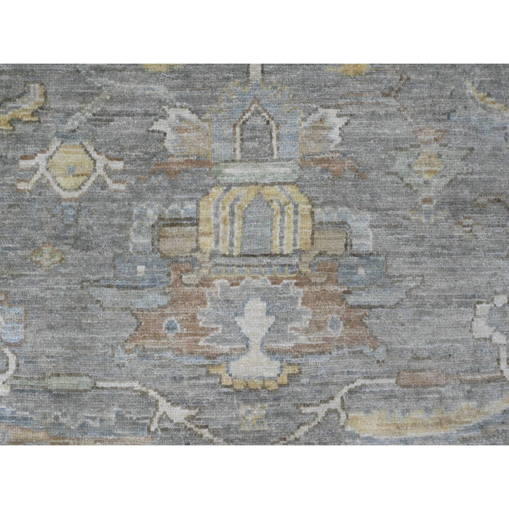 7'11" x 9'11" New Hand Knotted Grey Wool Rectangle Oriental Rug - MOA10220991