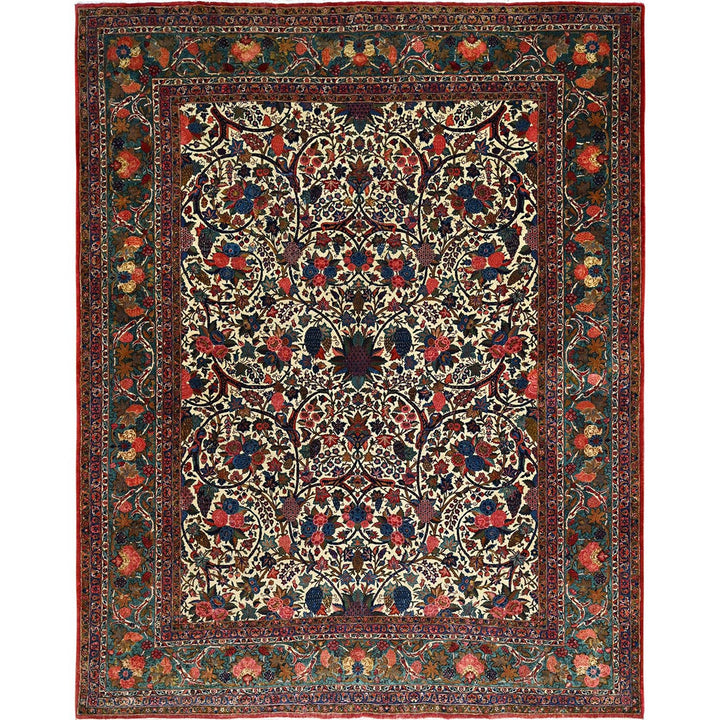 10'3" x 13'5" Vintage Hand Knotted Ivory Wool Rectangle Oriental Rug - MOA102213