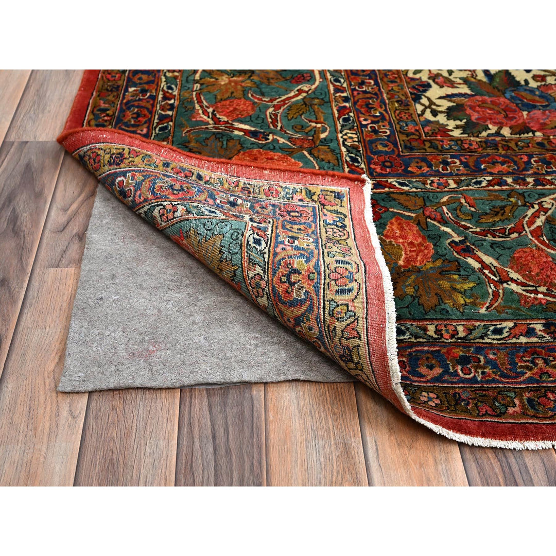 10'3" x 13'5" Vintage Hand Knotted Ivory Wool Rectangle Oriental Rug - MOA102213