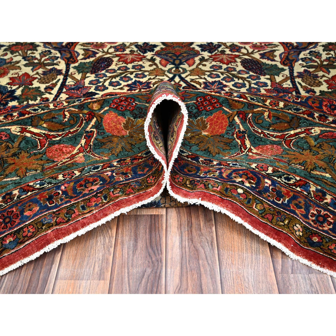 10'3" x 13'5" Vintage Hand Knotted Ivory Wool Rectangle Oriental Rug - MOA102213